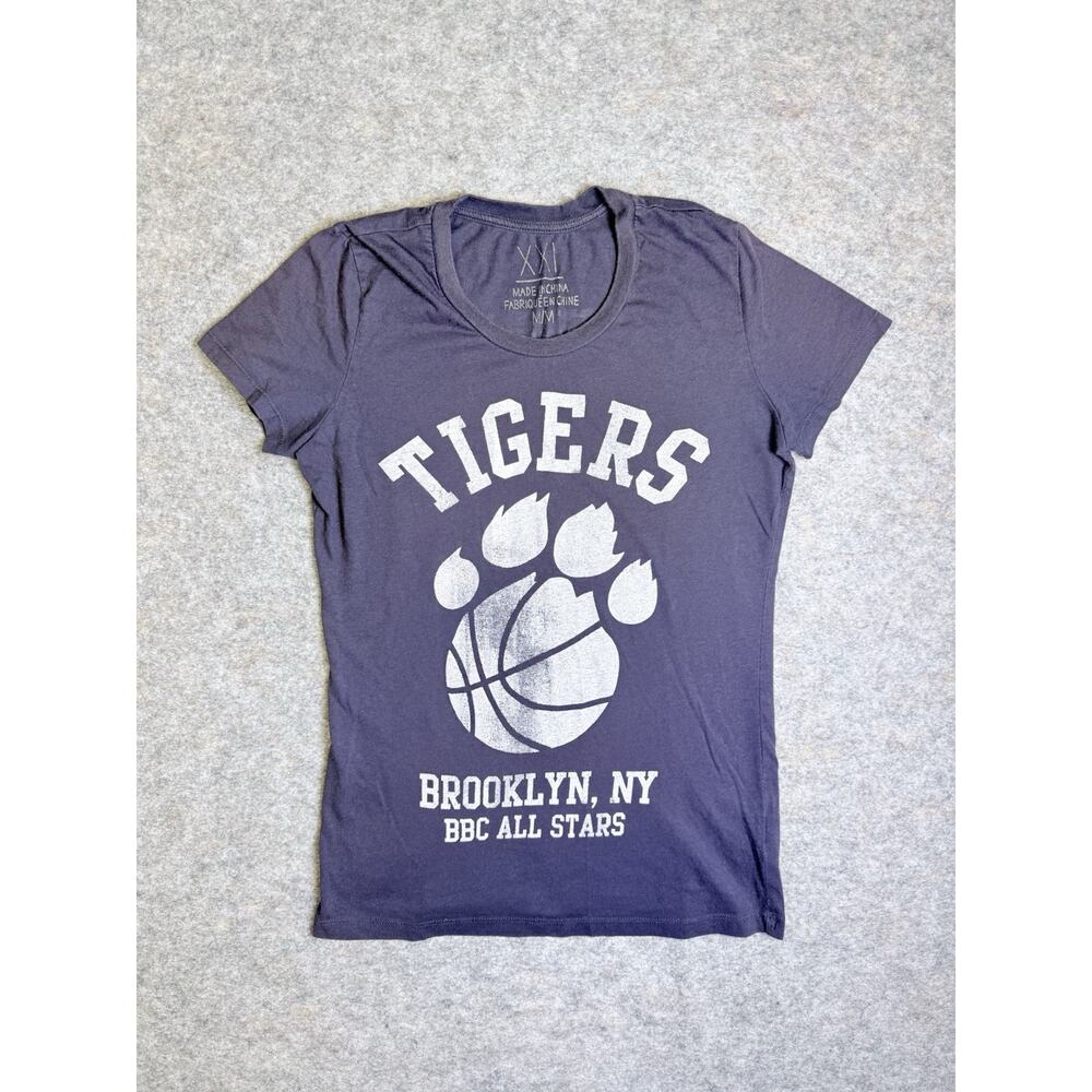 XXL BROOKLYN BASKETBALL CLUB TIGERS GRAPHIC T-SHIRT Dark Grey Women's Size M